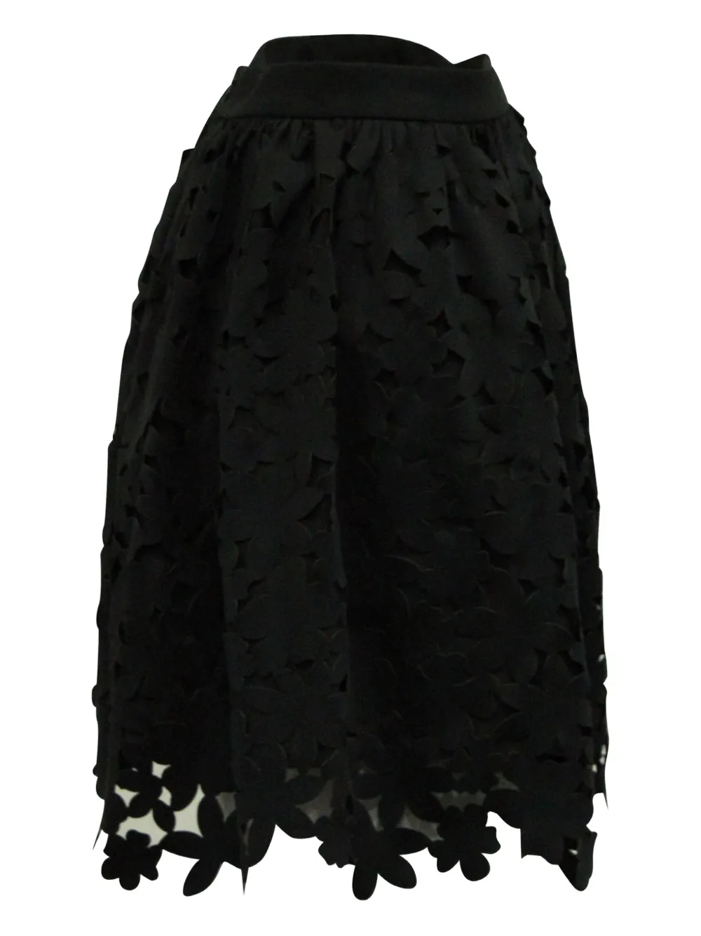 Pre-owned Msgm Laser-cut Floral Mini Skirt In Black