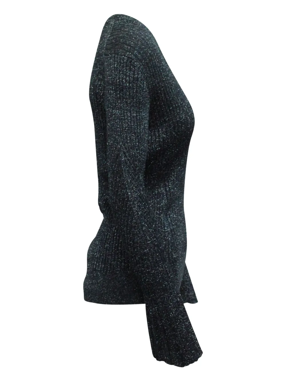 Pre-owned Chloé Ribbed Metallic-thread Sweater In Blue