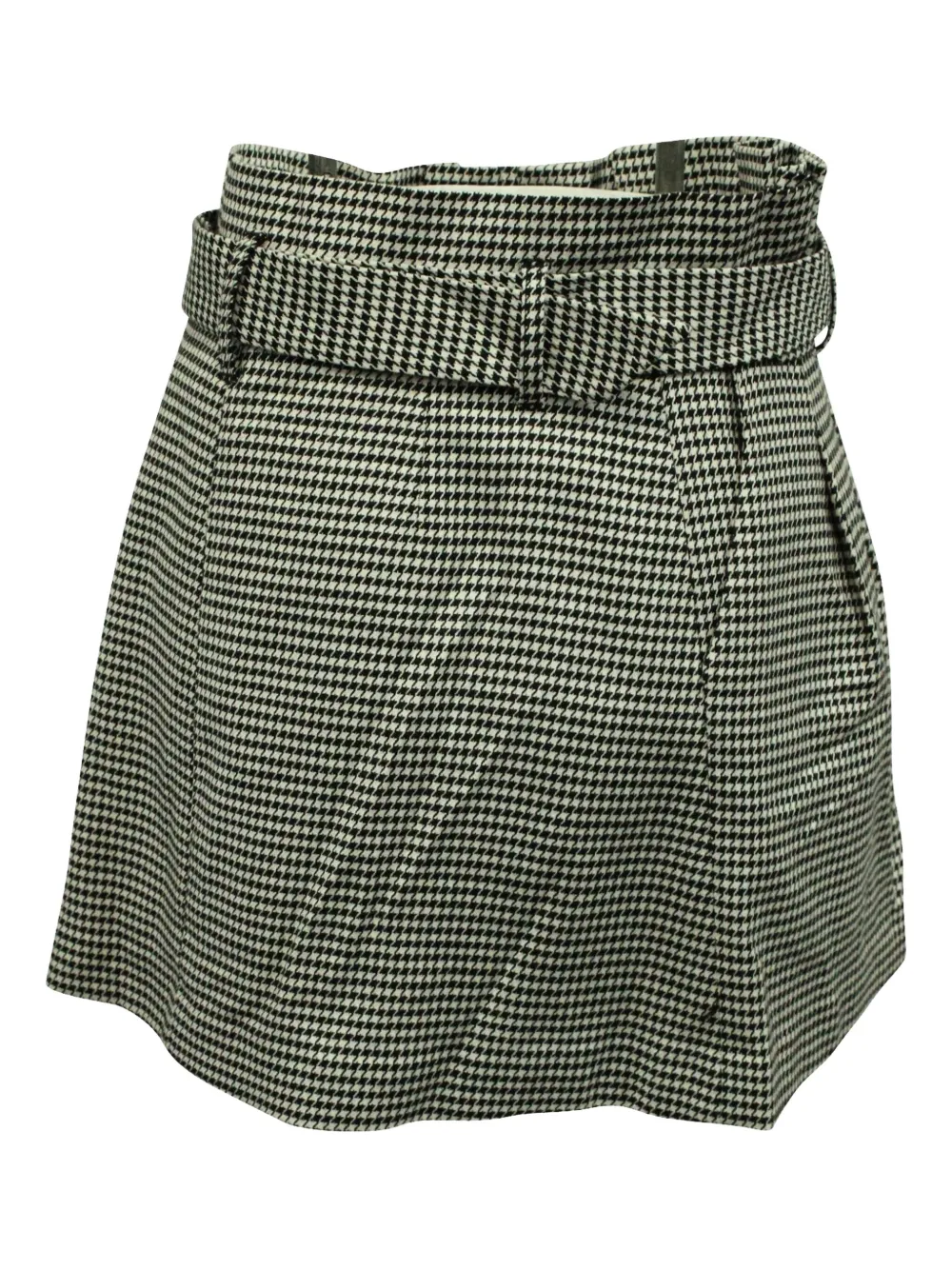 Alice + olivia houndstooth belted mini skirt - Zwart