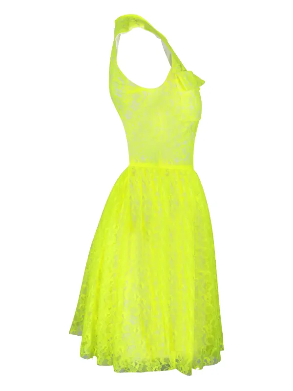 Msgm Lace Sleeveless Mini Dress - Yellow