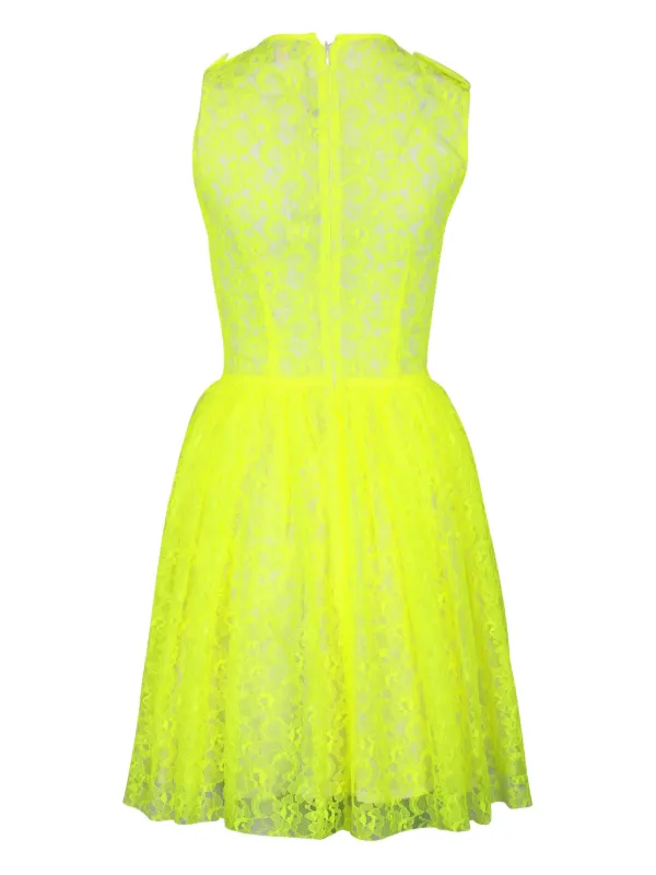 Msgm Lace Sleeveless Mini Dress - Yellow Msgm Lace Sleeveless Mini Dress - Yellow