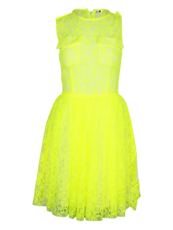 Msgm Lace Sleeveless Mini Dress - Yellow