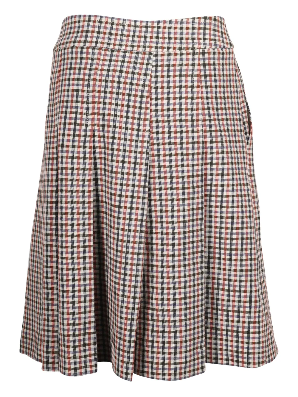 Tory Burch pleated check-pattern midi skirt - Beige