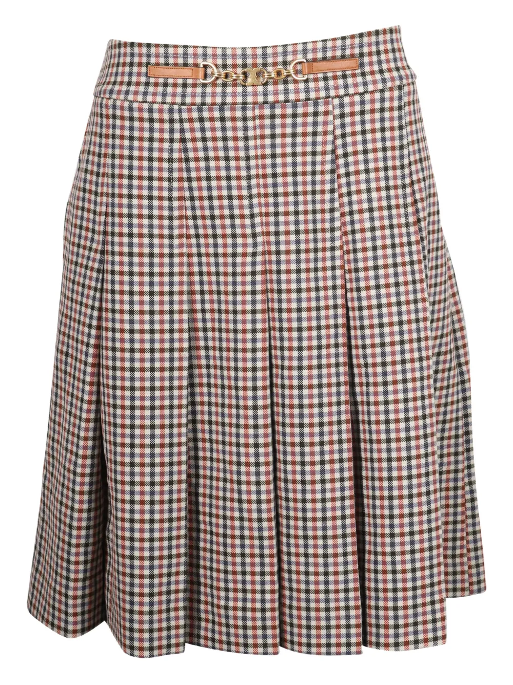 Tory Burch pleated check-pattern midi skirt | Neutrals | Image 1