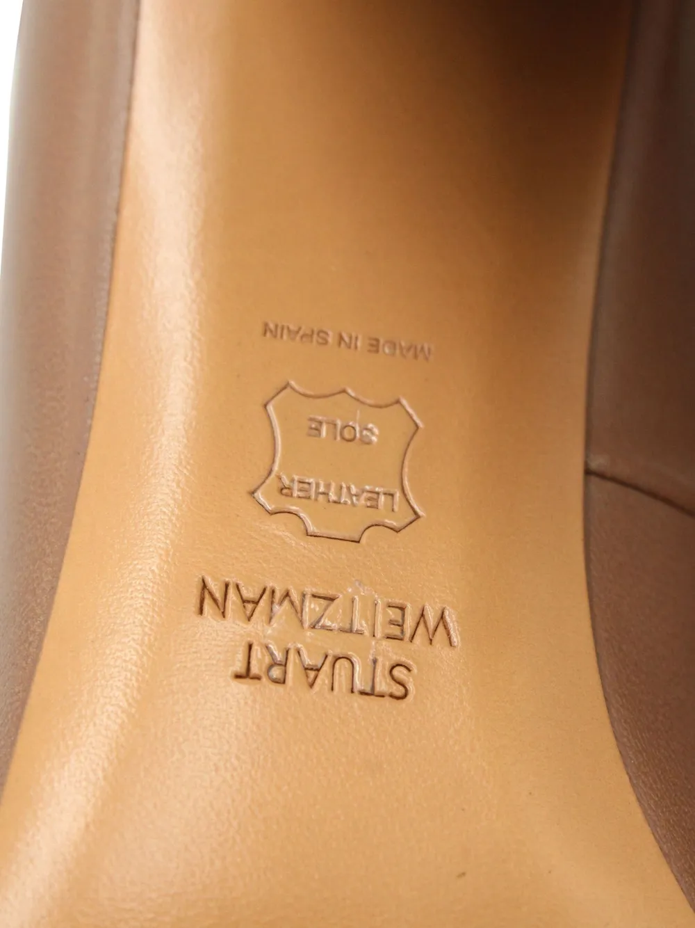 Pre-owned Stuart Weitzman Block-heel Leather Pumps In Brown