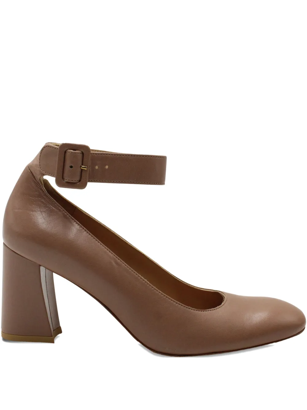 Pre-owned Stuart Weitzman Block-heel Leather Pumps In Brown