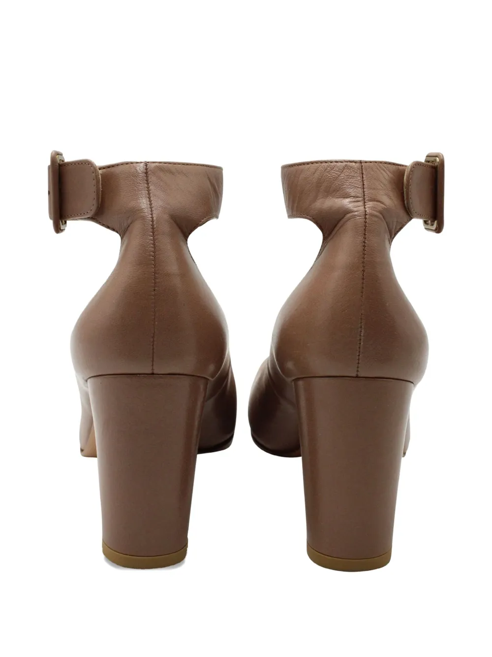 Pre-owned Stuart Weitzman Block-heel Leather Pumps In Brown