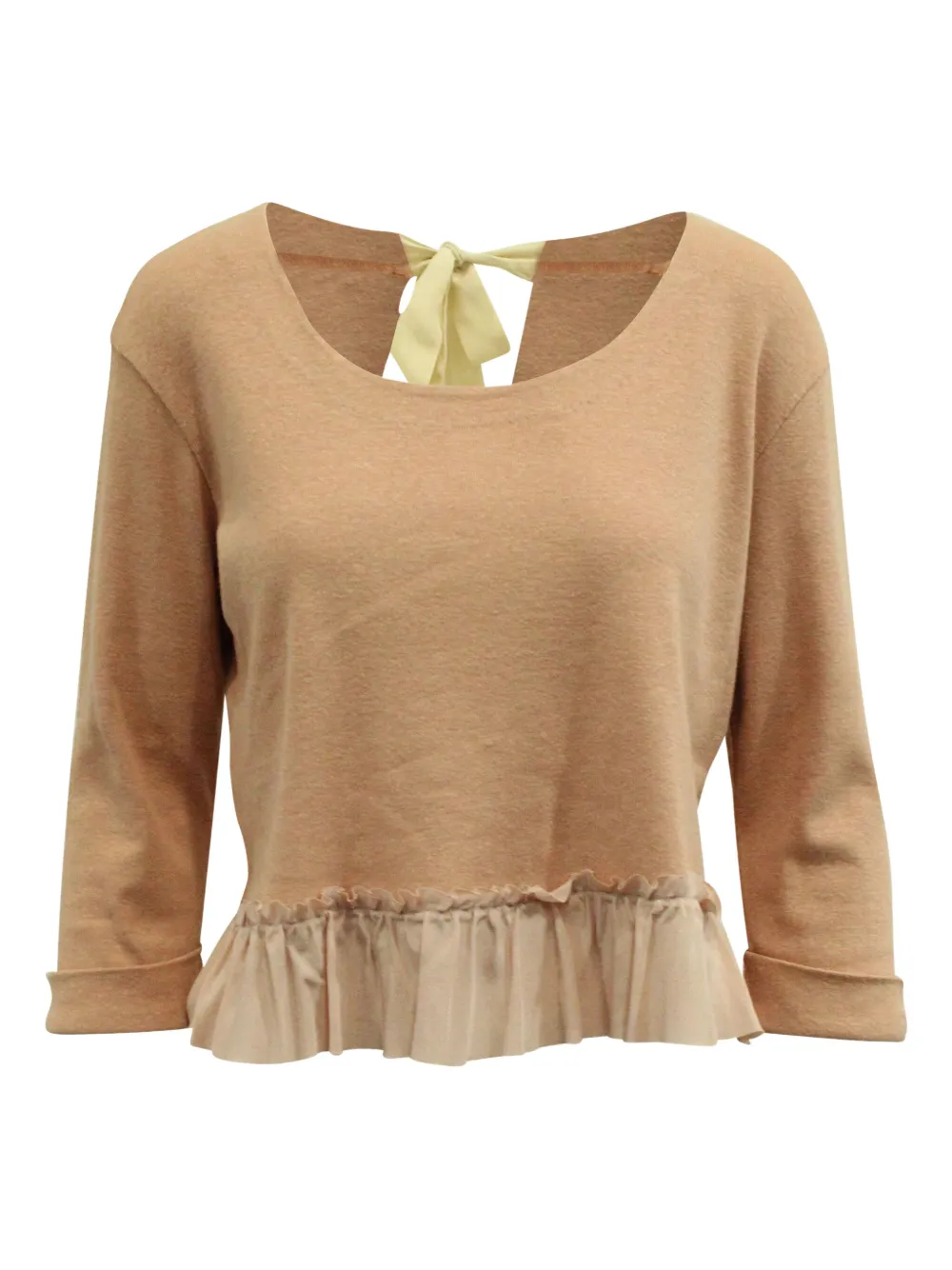Miu Miu Pre-Owned ruffled-hem top | Neutrals | Image 1