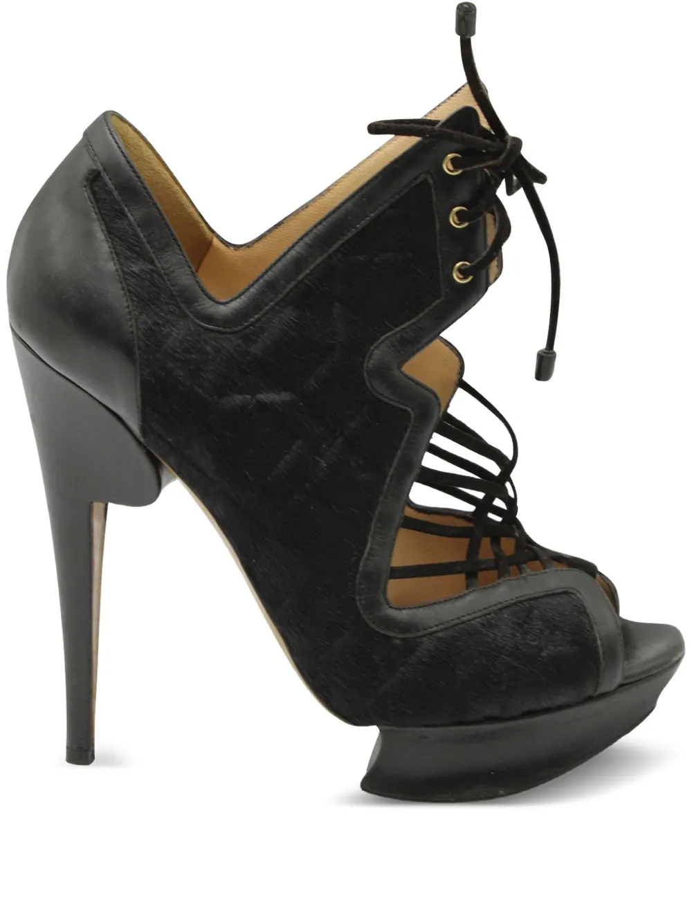 Nicholas Kirkwood 130mm pony-hair caged sandals | Black | Image 1
