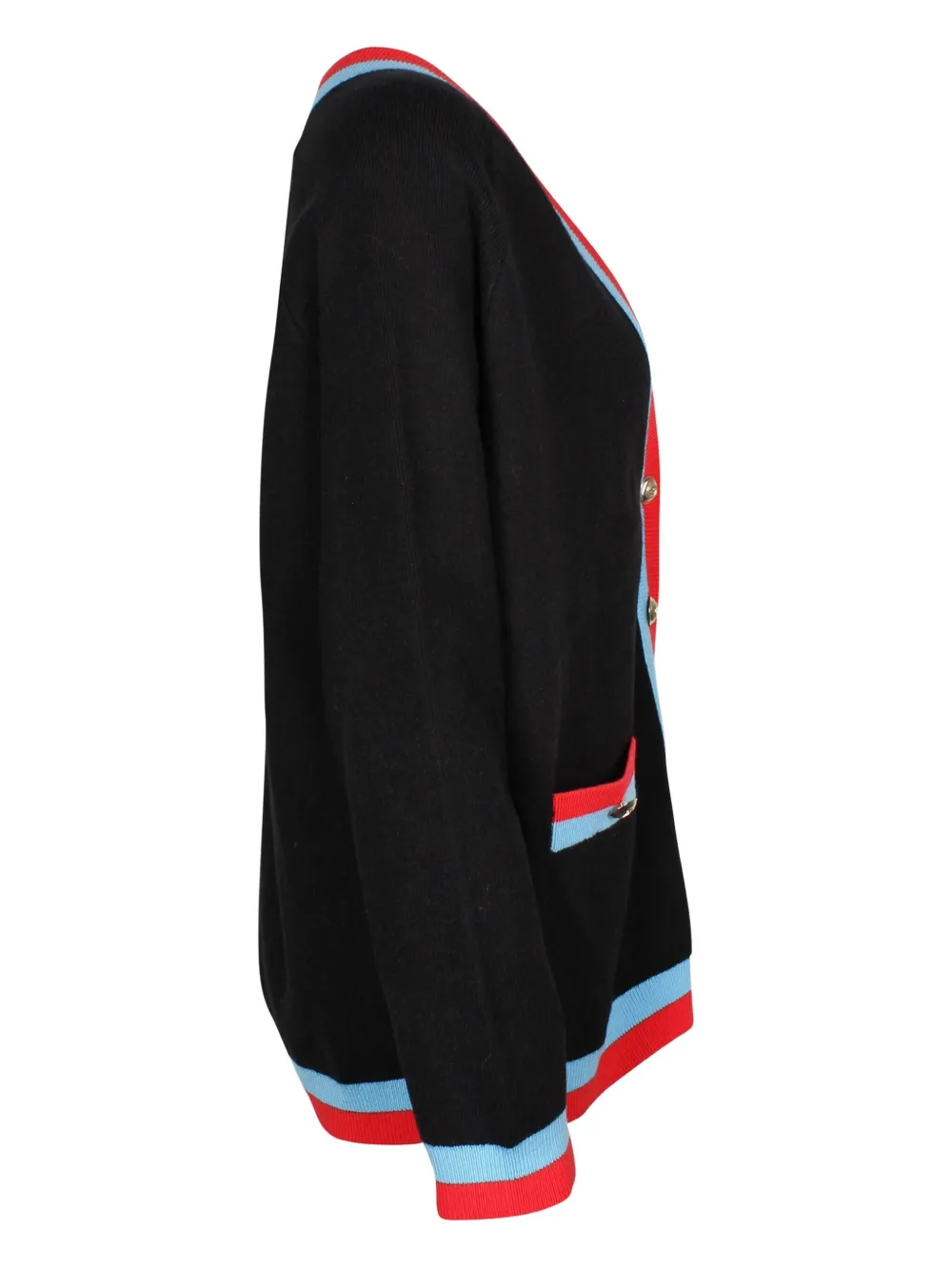 Pre-owned Maje My Sweetie Contrast-trim Button Cardigan In Black