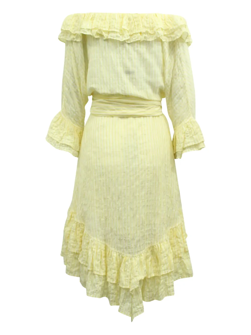 Pre-owned Lisa Marie Fernandez Striped Ruffle Mini Dress In Yellow