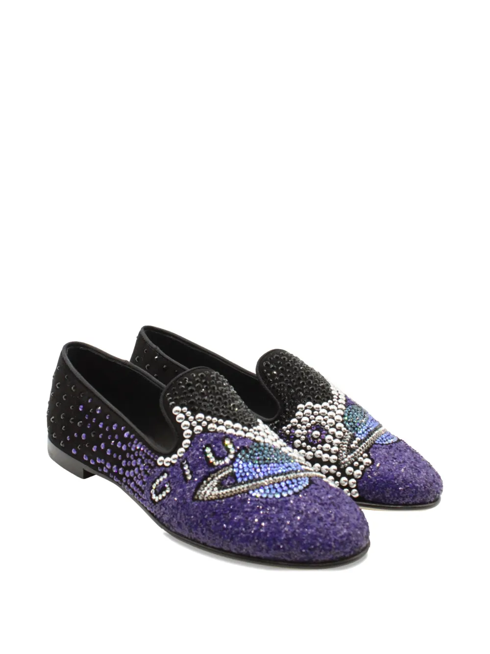 Giuseppe Zanotti Vintage Uranus Smoking crystal-embellished loafers - Zwart