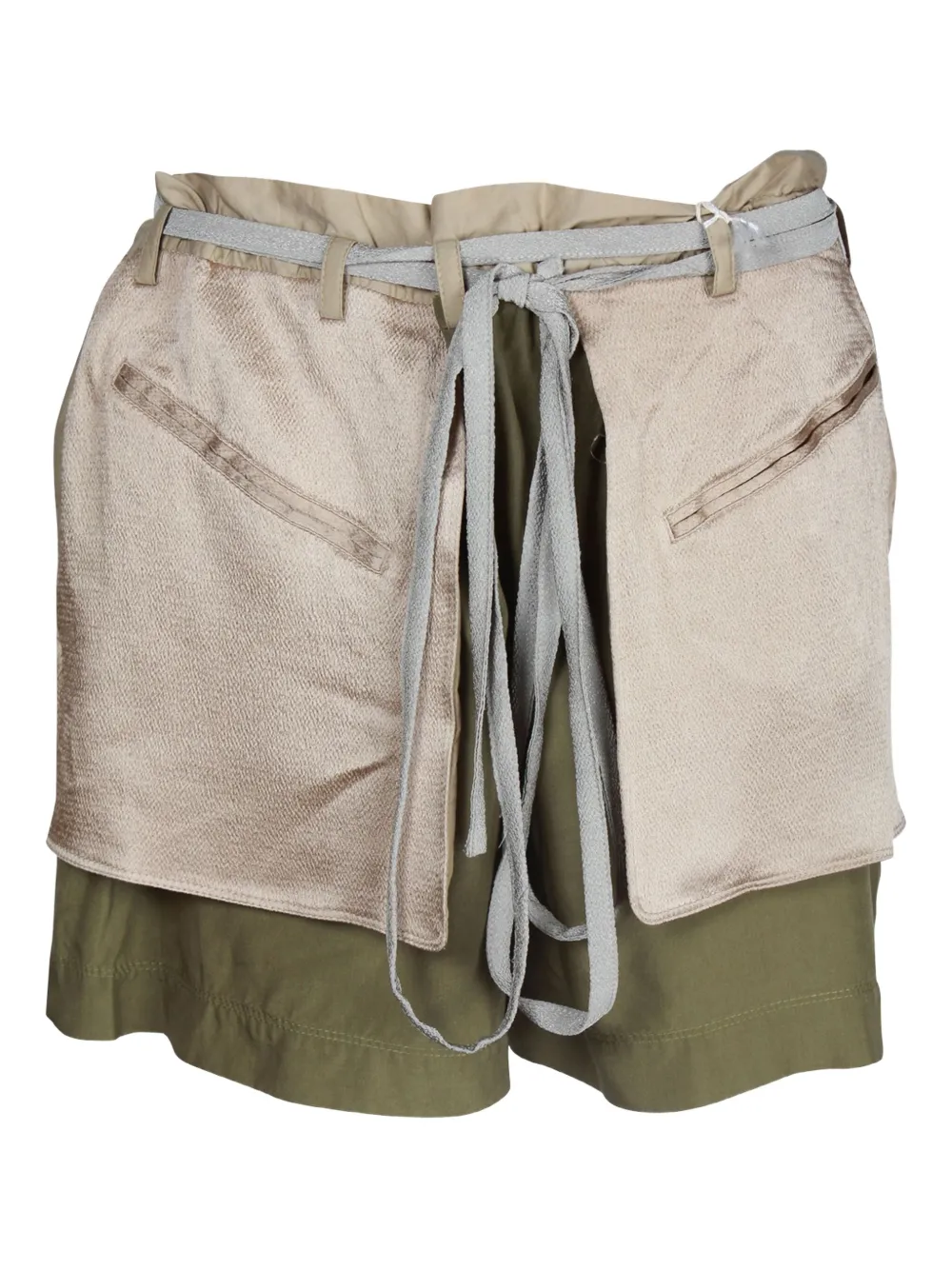 Pre-owned Valentino Ribbon-belt Satin Shorts In Green