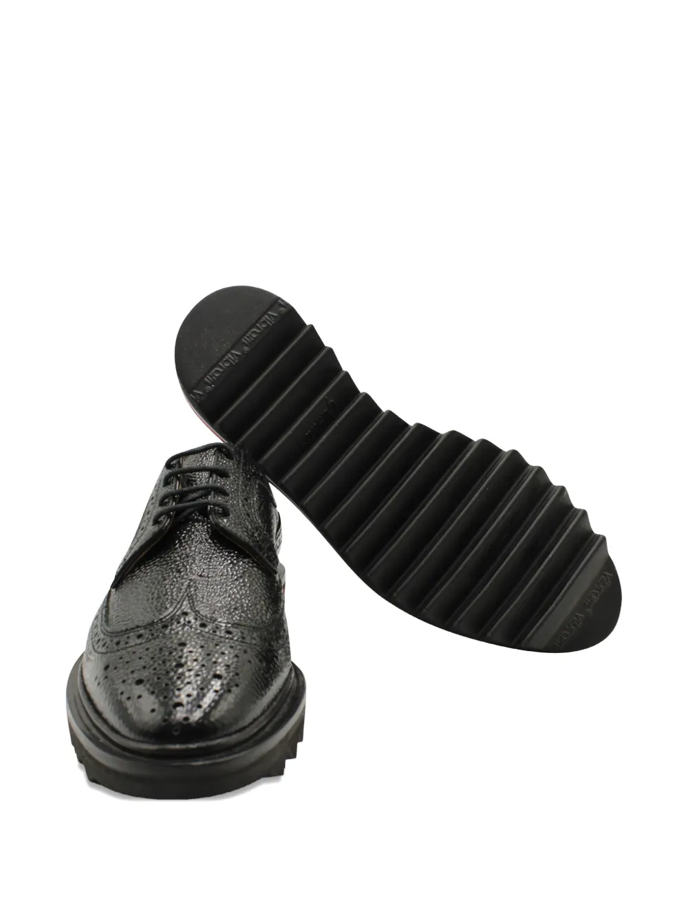 Pre-owned Thom Browne Pebble-leather Brogue Shoes In Black