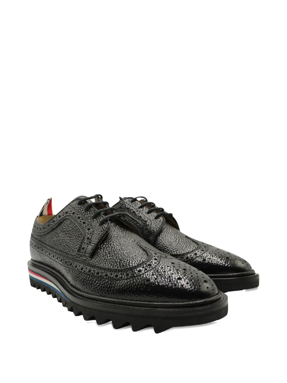 Thom Browne pebble-leather brogue shoes - Zwart