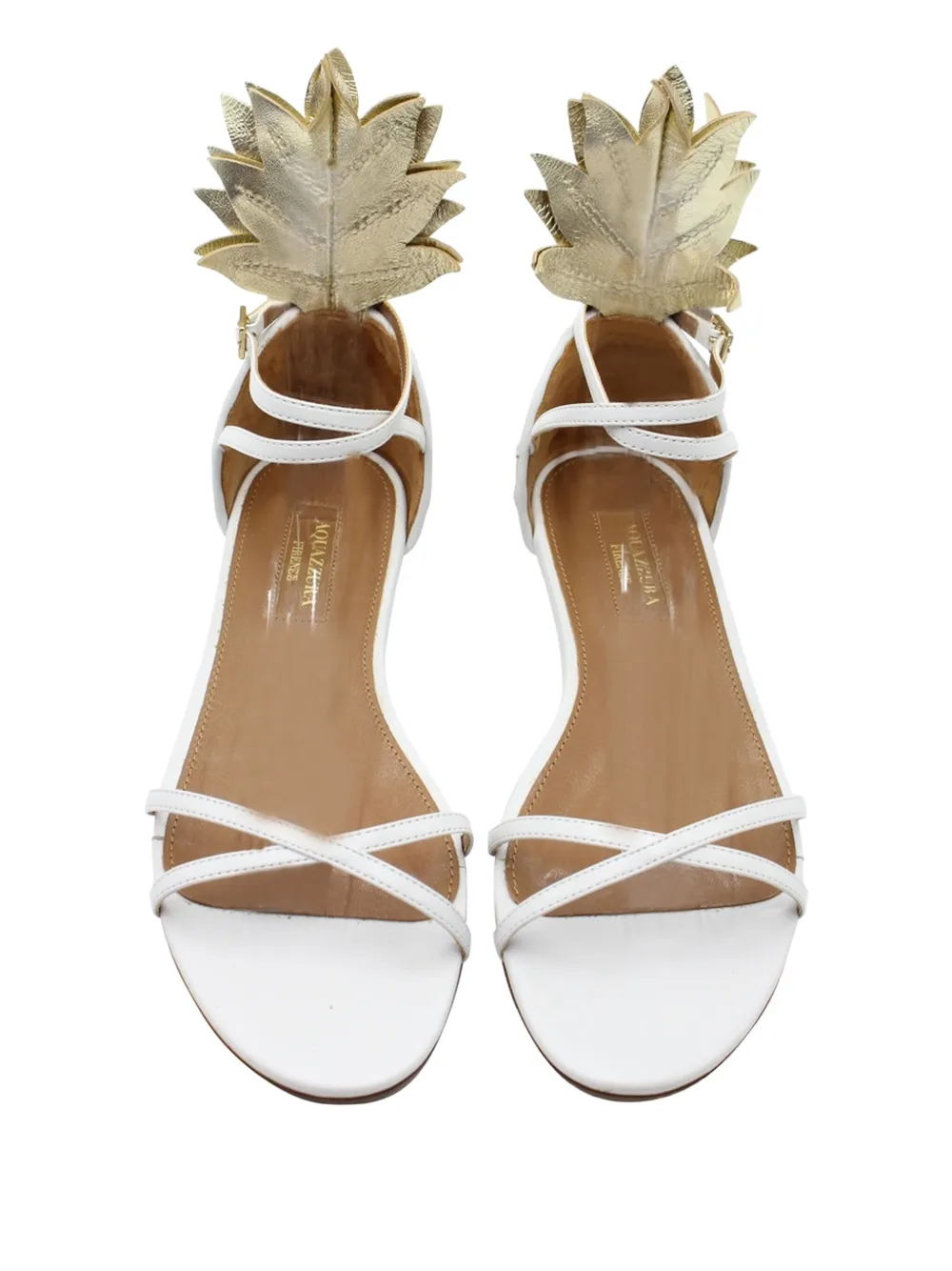 Pre-owned Aquazzura Pina Colada Flat Sandals In White
