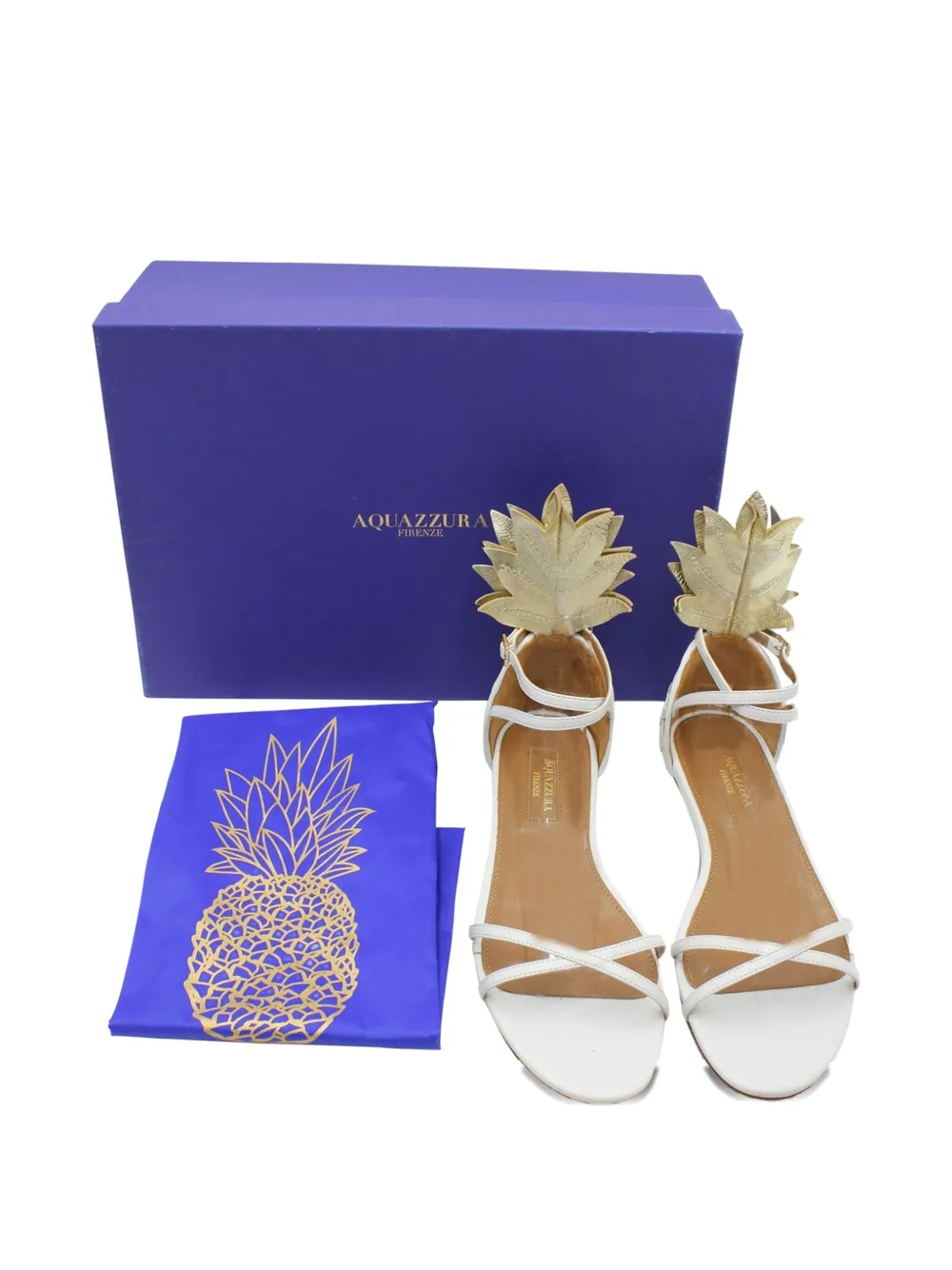 Pre-owned Aquazzura Pina Colada Flat Sandals In White
