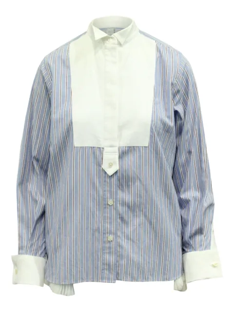 sacai striped panelled shirt