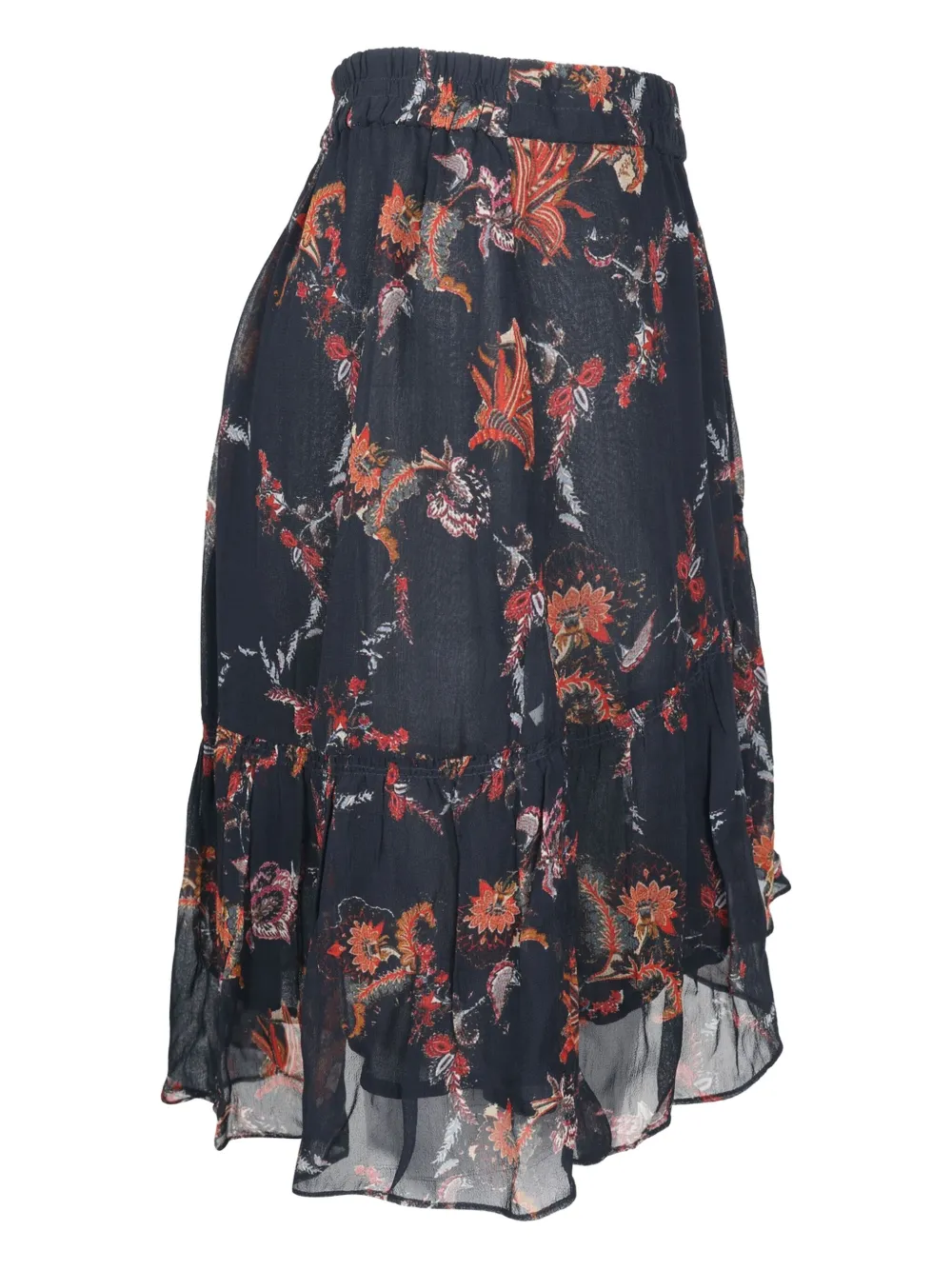 Pre-owned Iro Floral Tiered Mini Skirt In Black