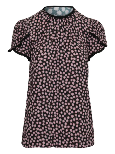 Miu Miu Pre-Owned floral-print lace-trim blouse