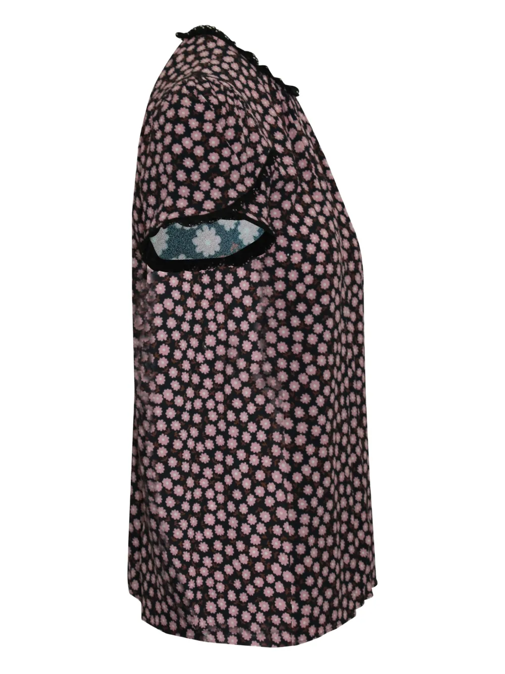 Pre-owned Miu Miu Floral-print Lace-trim Blouse In Pink