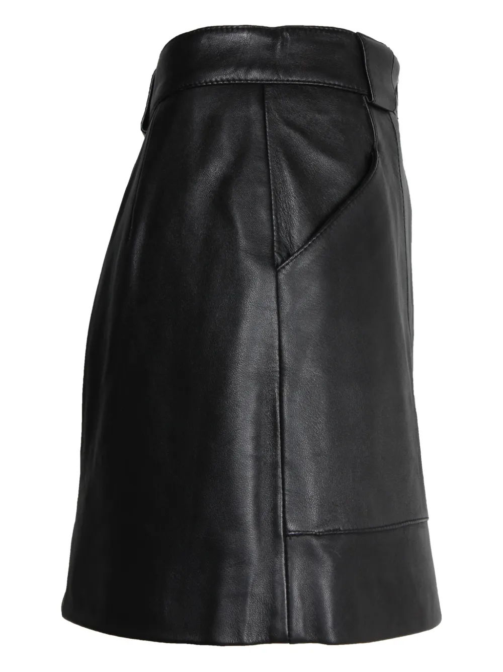 Pre-owned Maje Leather Zip-front Skirt In Black