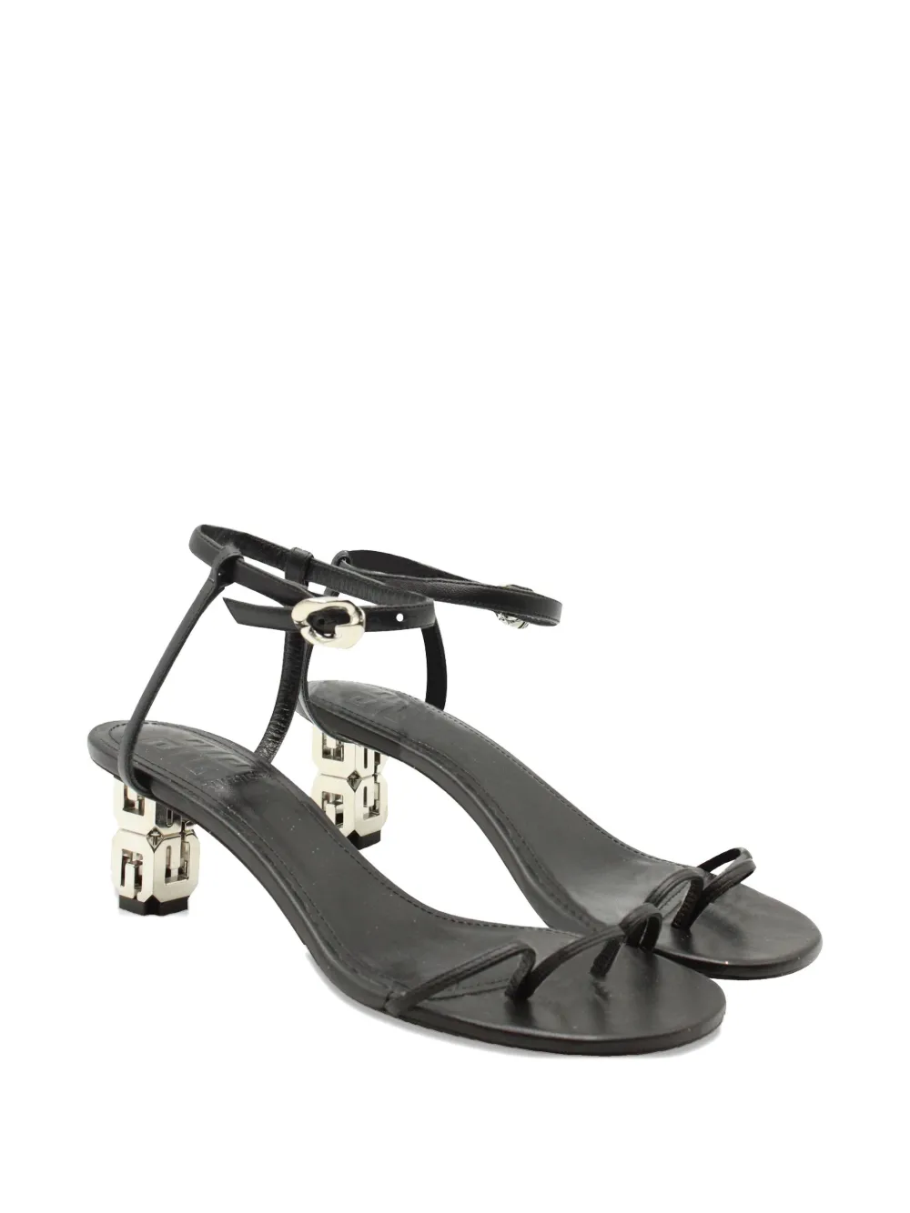 Givenchy Pre-Owned G Cube block-heel ankle-strap sandals - Zwart