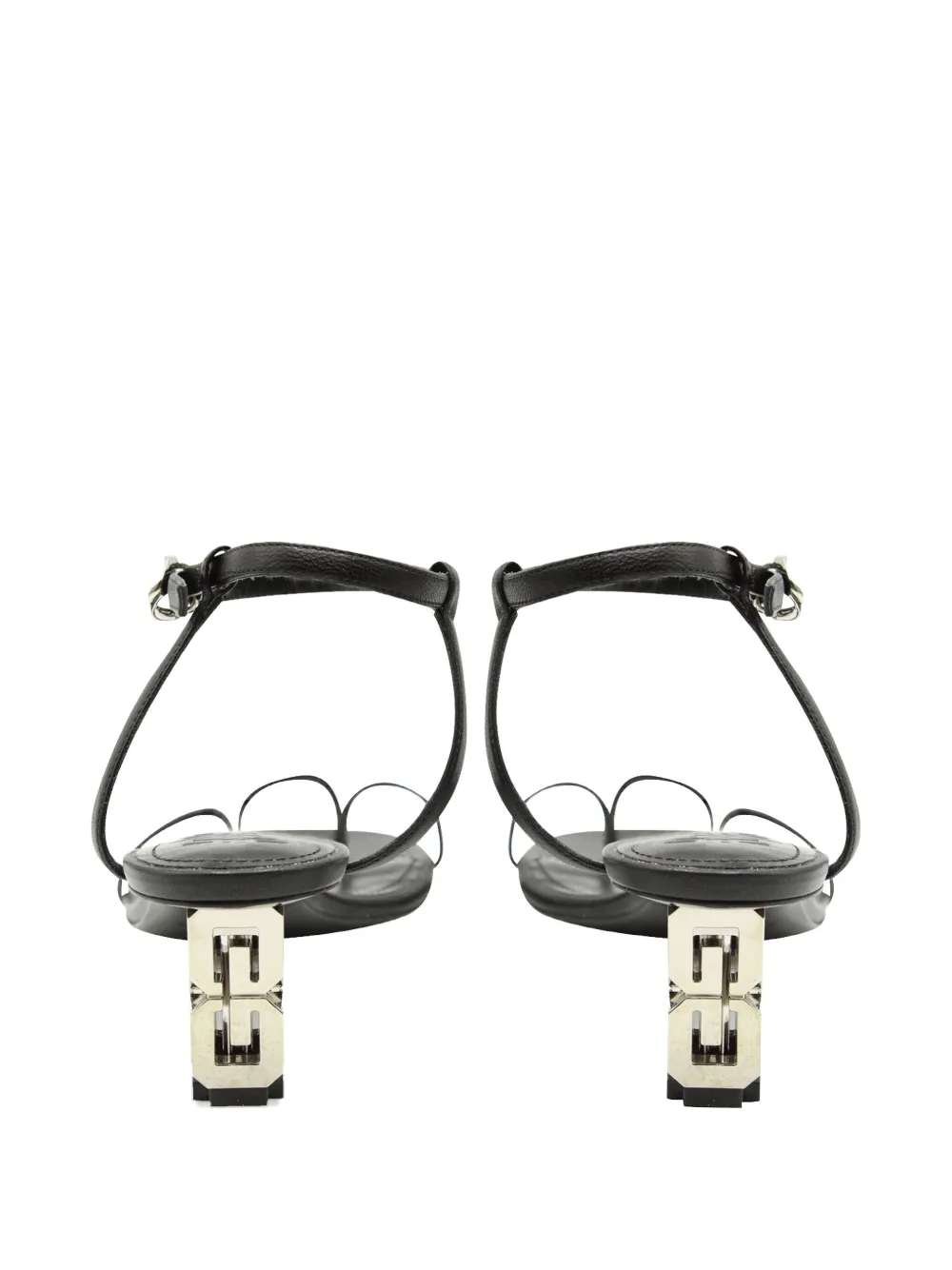 Pre-owned Givenchy G Cube Block-heel Ankle-strap Sandals In Black