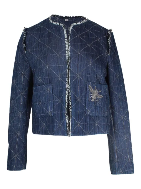 SANDRO quilted frayed-trim jacket