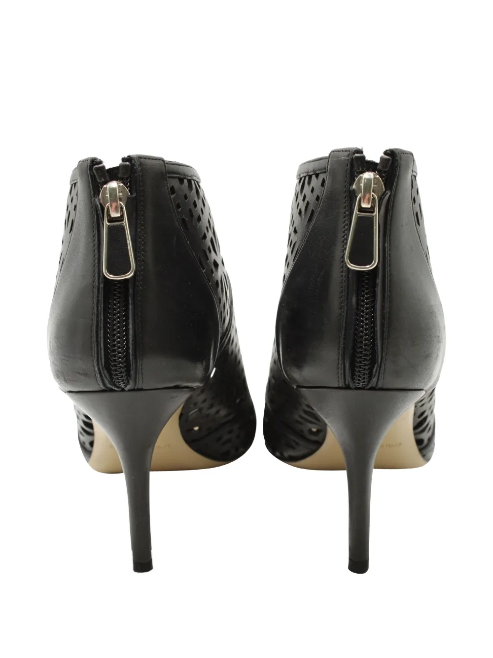Pre-owned Paul Andrew Gaomi Cut-out Leather Ankle Boots In Black