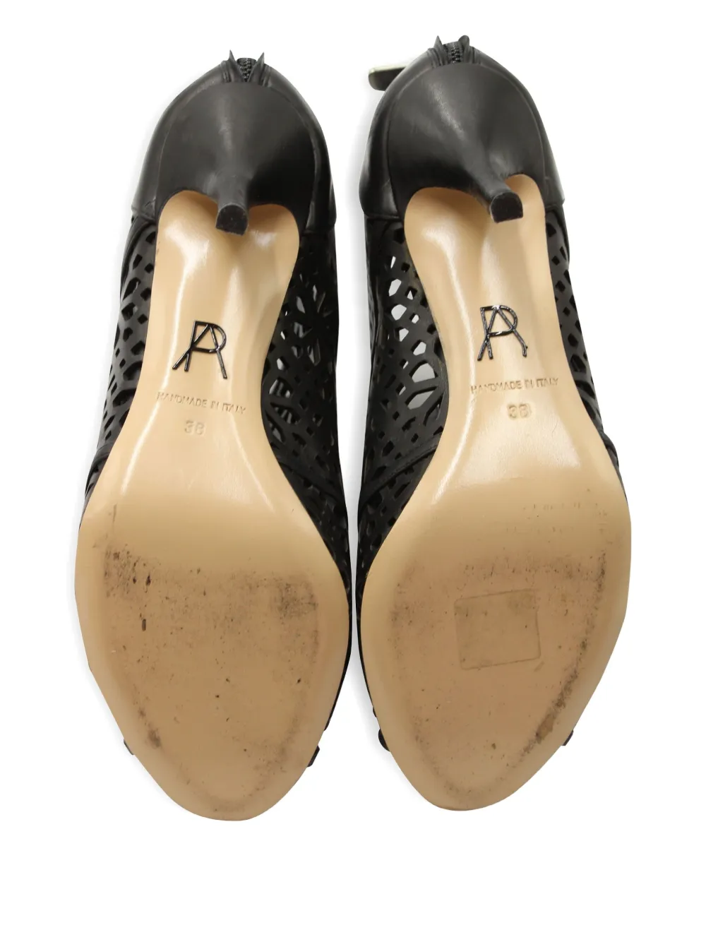 Pre-owned Paul Andrew Gaomi Cut-out Leather Ankle Boots In Black