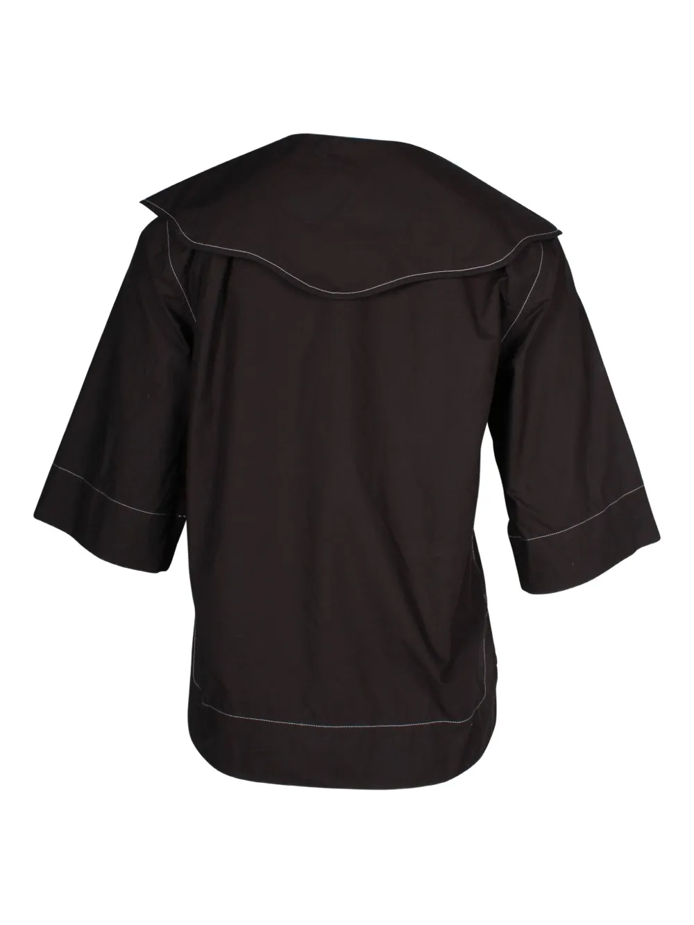 Pre-owned Ganni Bubi Collar Blouse In Brown