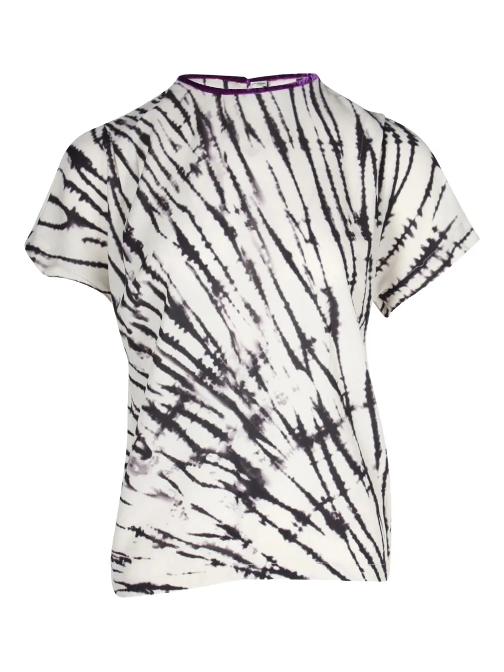 Dries Van Noten Pre-Owned abstract-print velvet-trimmed blouse | White | Image 1
