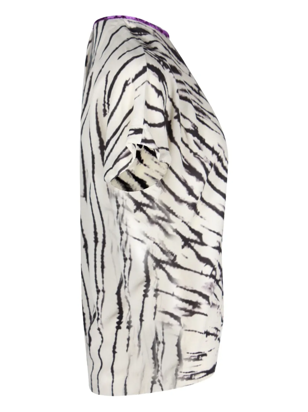 Pre-owned Dries Van Noten Abstract-print Velvet-trimmed Blouse In White