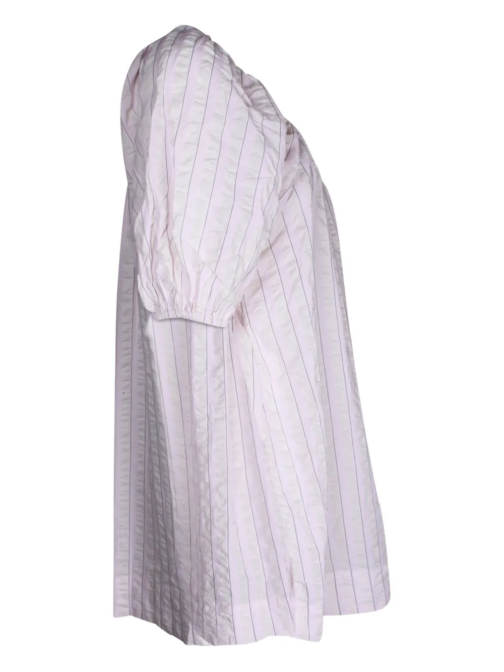GANNI striped balloon-sleeve mini dress - Roze