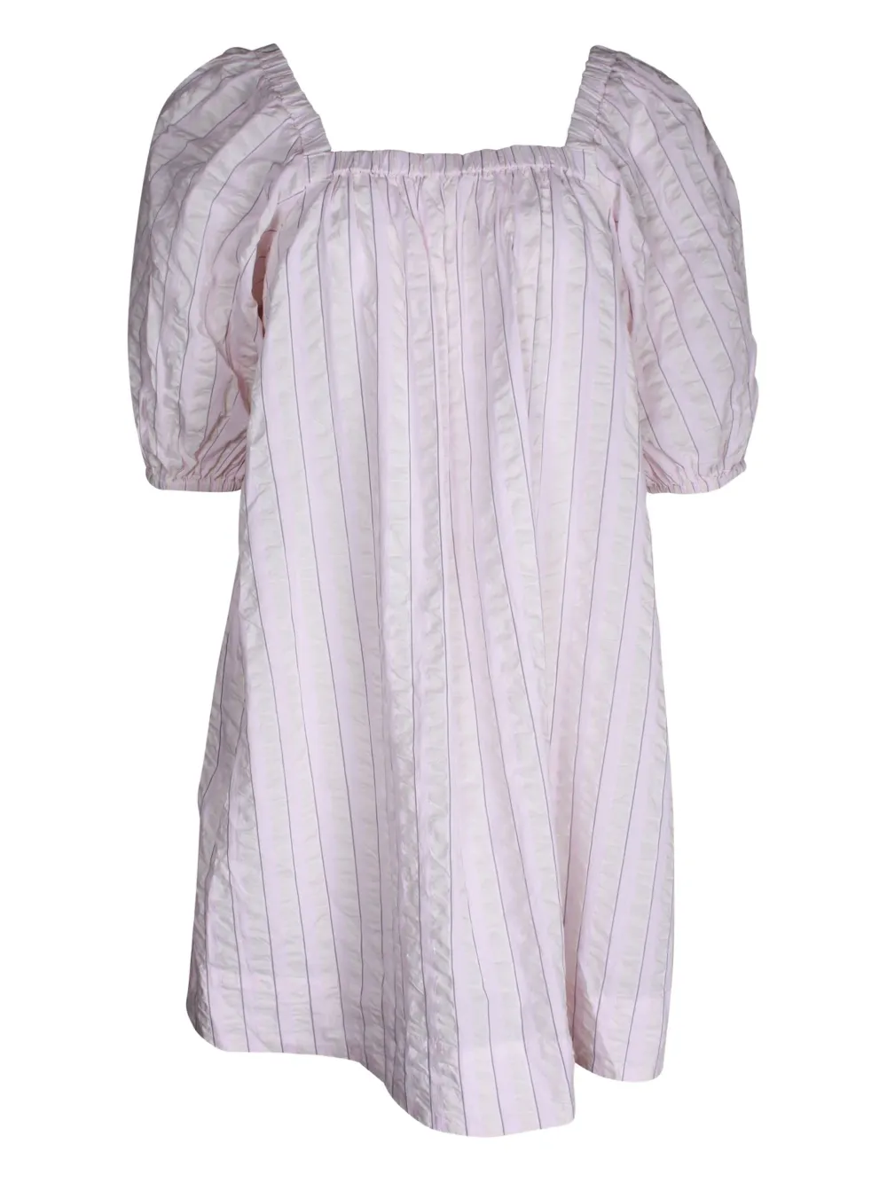 GANNI striped balloon-sleeve mini dress | Pink | Image 1