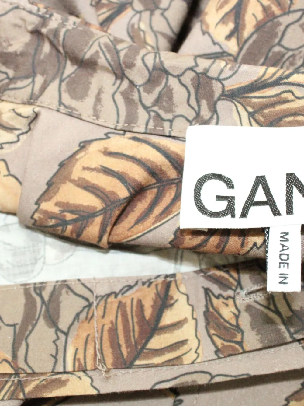 Pre-owned Ganni Floral-print Shirt Dress In Brown