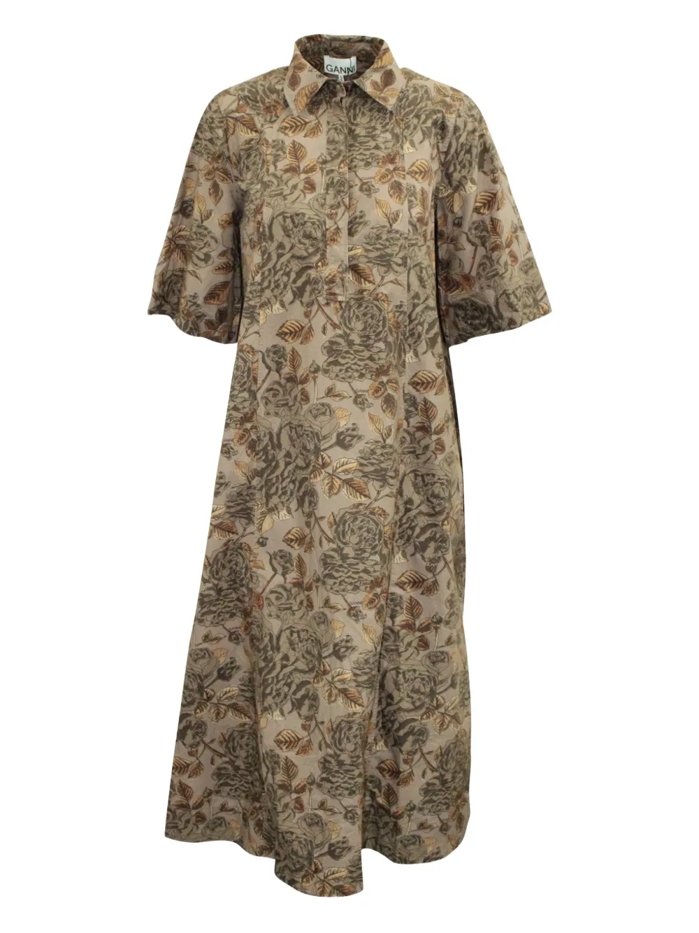 GANNI floral-print shirt dress | Brown | Image 1