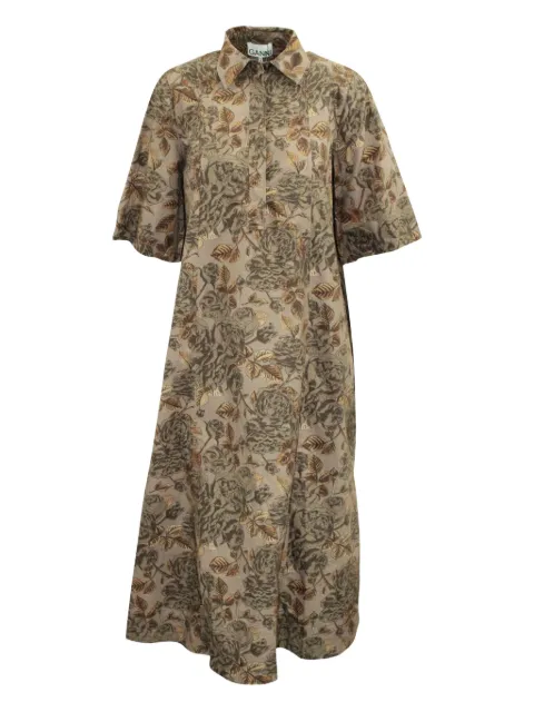 GANNI floral-print shirt dress