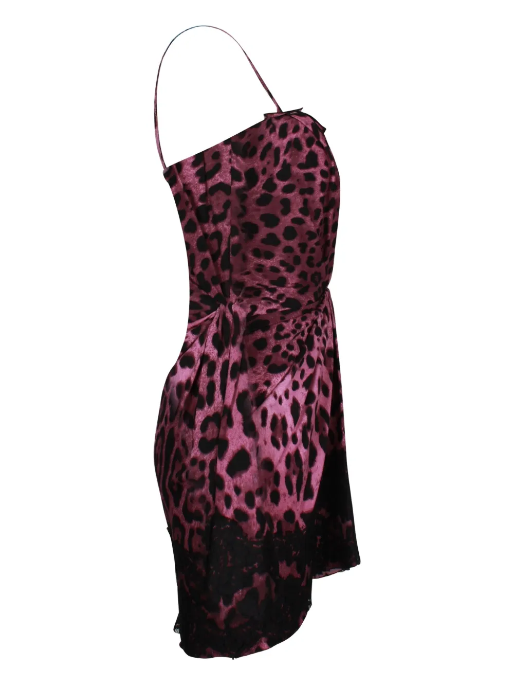 Pre-owned Dolce & Gabbana Leopard-print Draped Dress In Pink