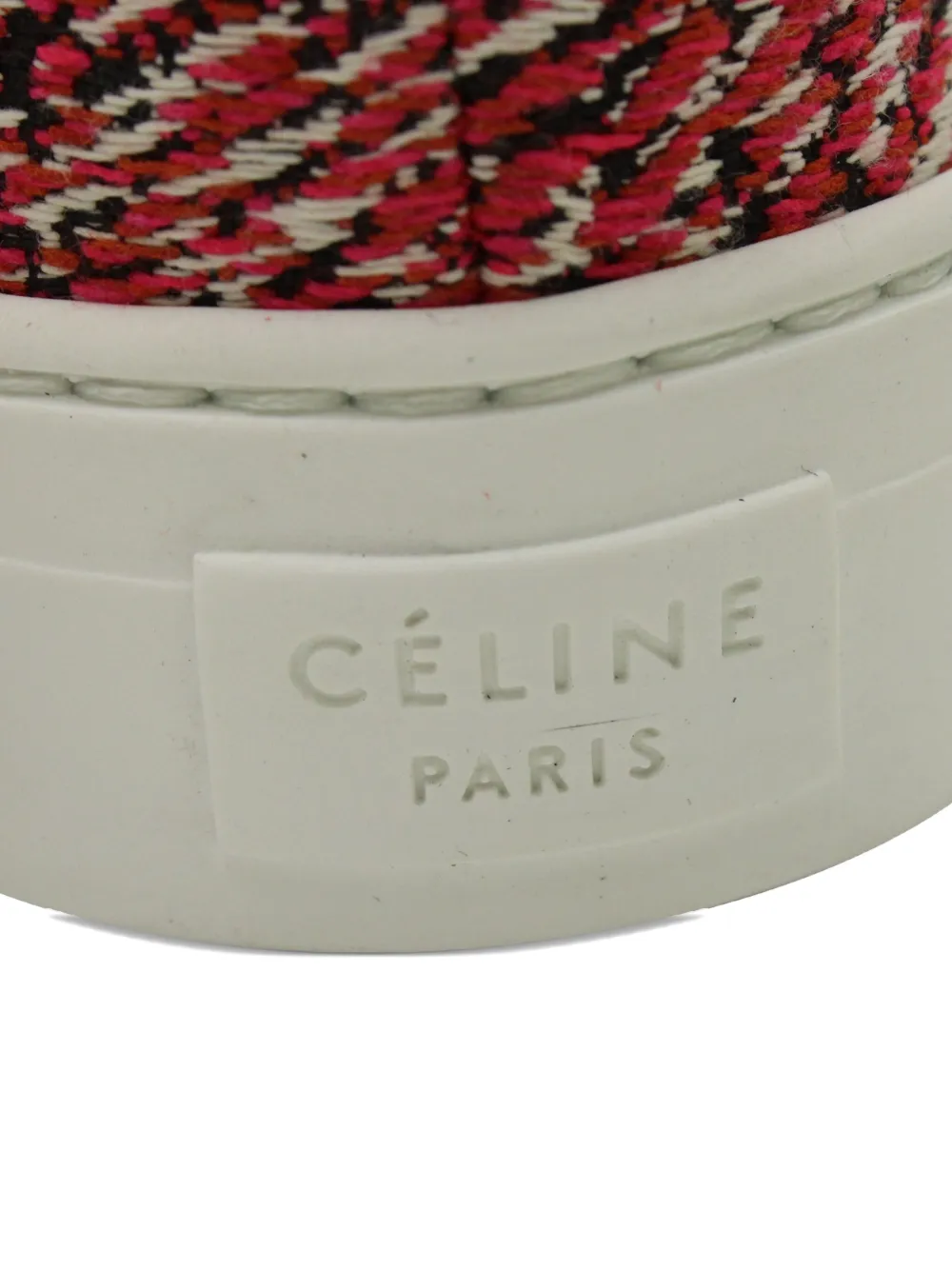 Pre-owned Celine Tweed Slip-on Sneakers In Red