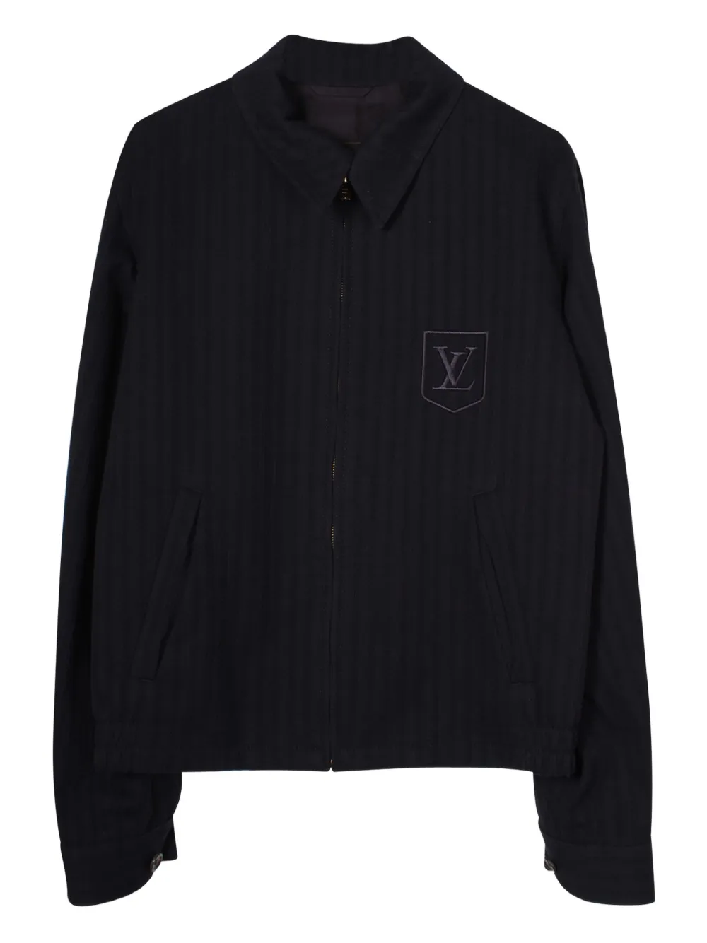 Louis Vuitton Pre-Owned logo-embroidered striped jacket | Blue | Image 1