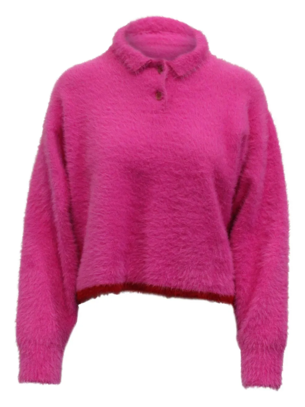 Pre-owned Jacquemus Textured Polo Sweater In Pink