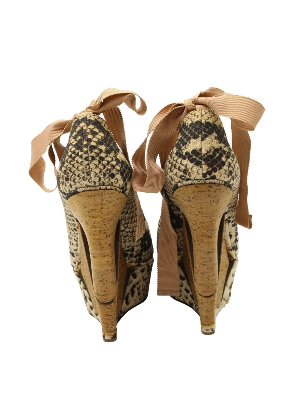 Pre-owned Lanvin Platform Wedge Pumps In Brown