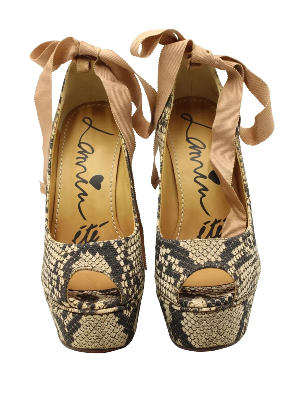Pre-owned Lanvin Platform Wedge Pumps In Brown