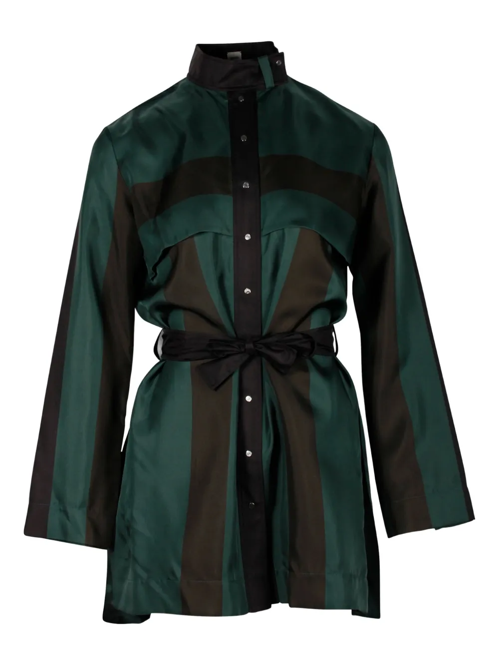 Pre-owned Hermes Silk Belted Shirt In Green