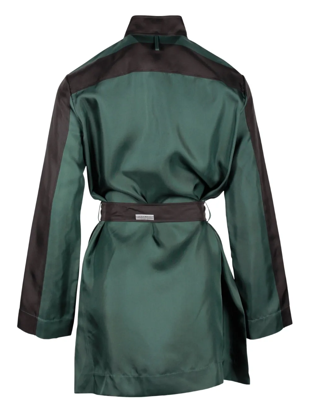 Pre-owned Hermes Silk Belted Shirt In Green