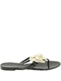 CHANEL Pre-Owned camellia-detail flip flops - Black