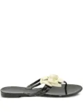 CHANEL Pre-Owned camellia-detail flip flops - Black