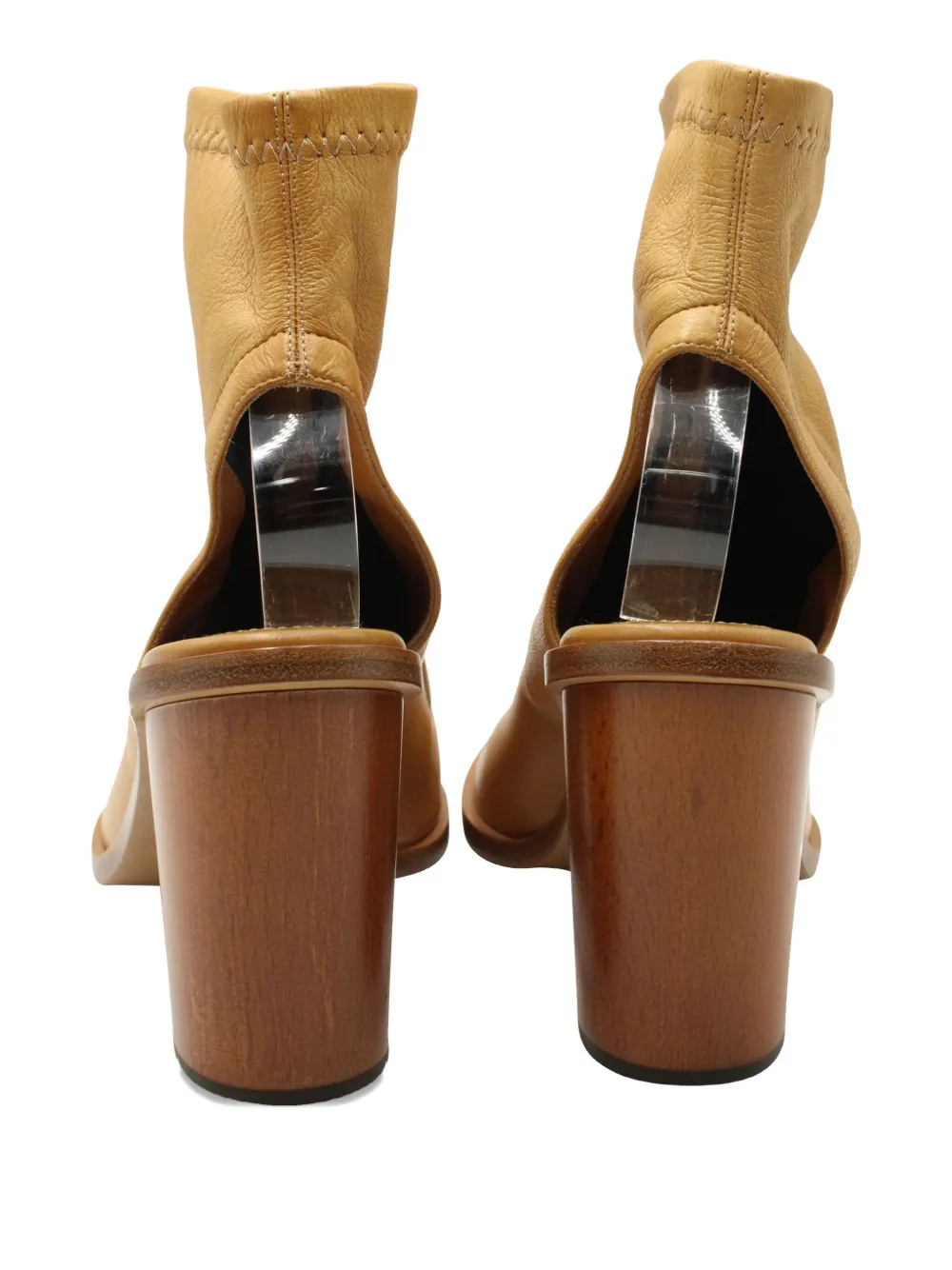 Pre-owned Chloé Vintage Cut-out Block-heel Boots In Brown